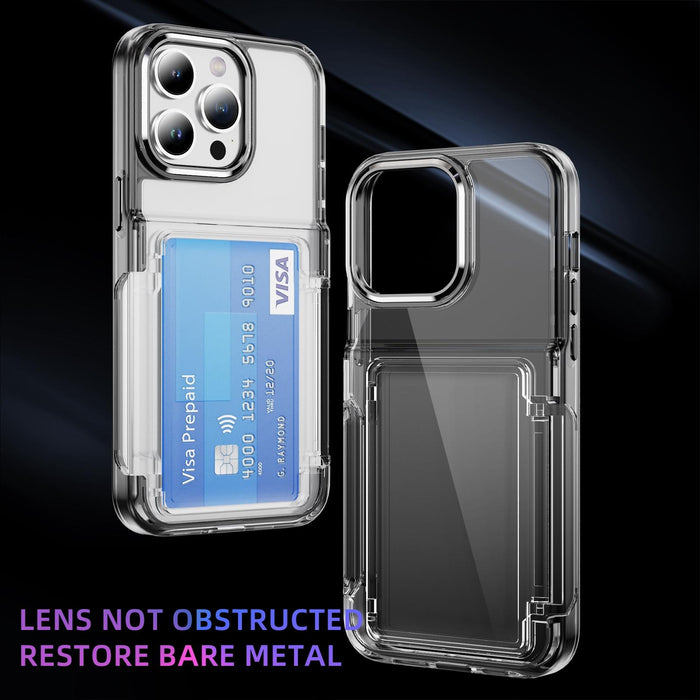 For Iphone 15 Card Holder Acrylic Hybrid Tpu Phone Case