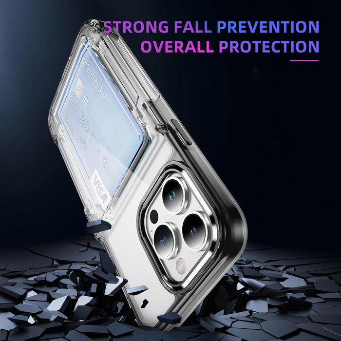 For Iphone 15 Card Holder Acrylic Hybrid Tpu Phone Case