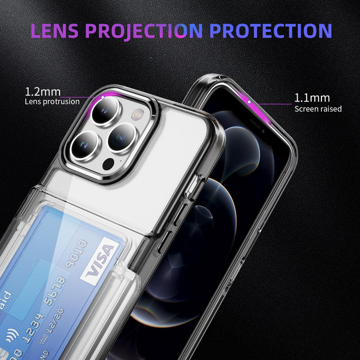 For Iphone 15 Card Holder Acrylic Hybrid Tpu Phone Case