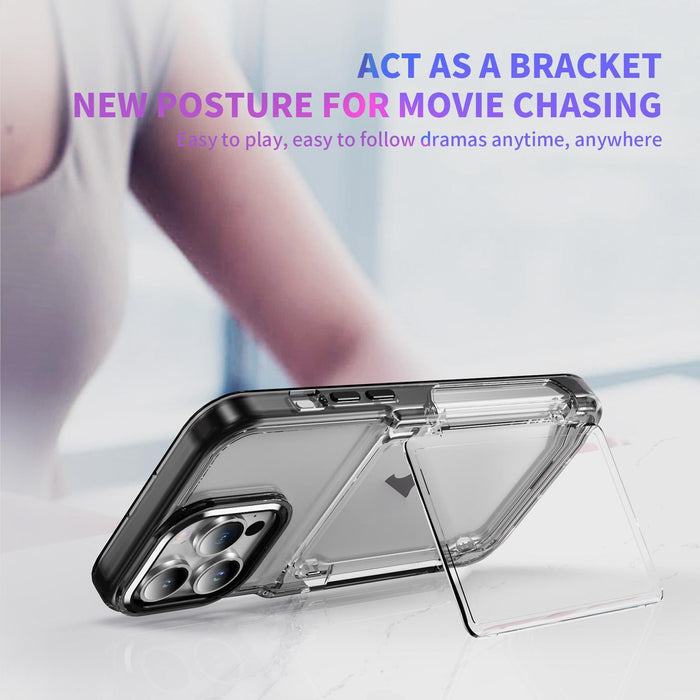 For Iphone 15 Card Holder Acrylic Hybrid Tpu Phone Case