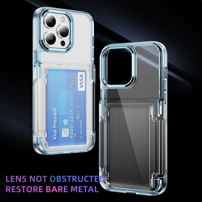 For Iphone 15 Card Holder Acrylic Hybrid Tpu Phone Case