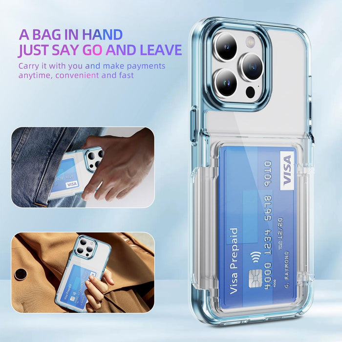 For Iphone 15 Card Holder Acrylic Hybrid Tpu Phone Case