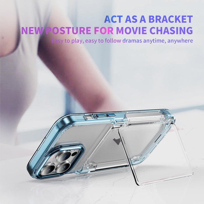 For Iphone 15 Card Holder Acrylic Hybrid Tpu Phone Case