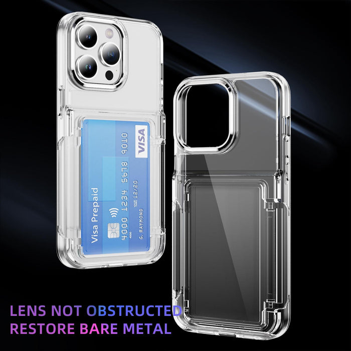For Iphone 15 Card Holder Acrylic Hybrid Tpu Phone Case