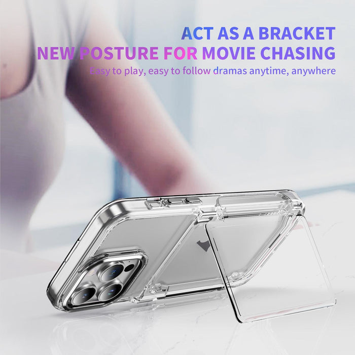 For Iphone 15 Card Holder Acrylic Hybrid Tpu Phone Case
