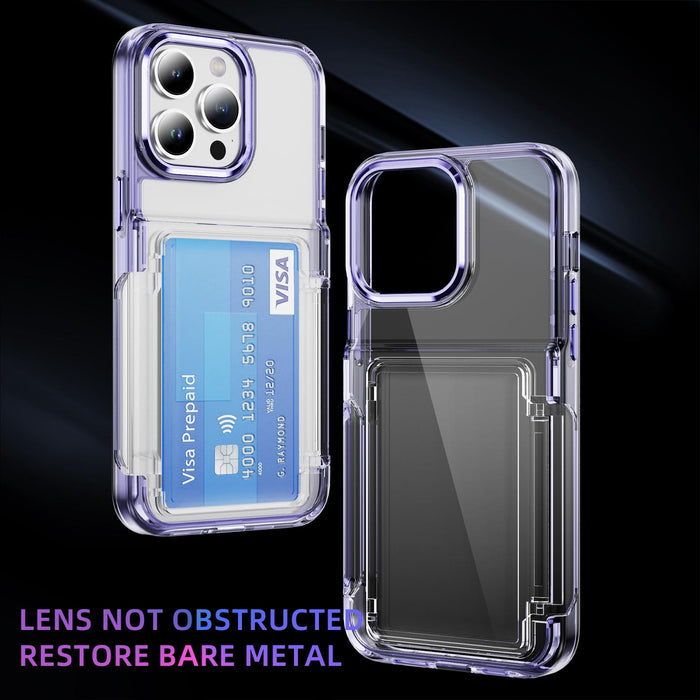 For Iphone 15 Card Holder Acrylic Hybrid Tpu Phone Case