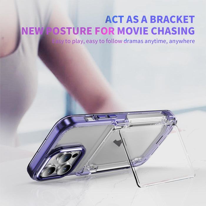For Iphone 15 Card Holder Acrylic Hybrid Tpu Phone Case