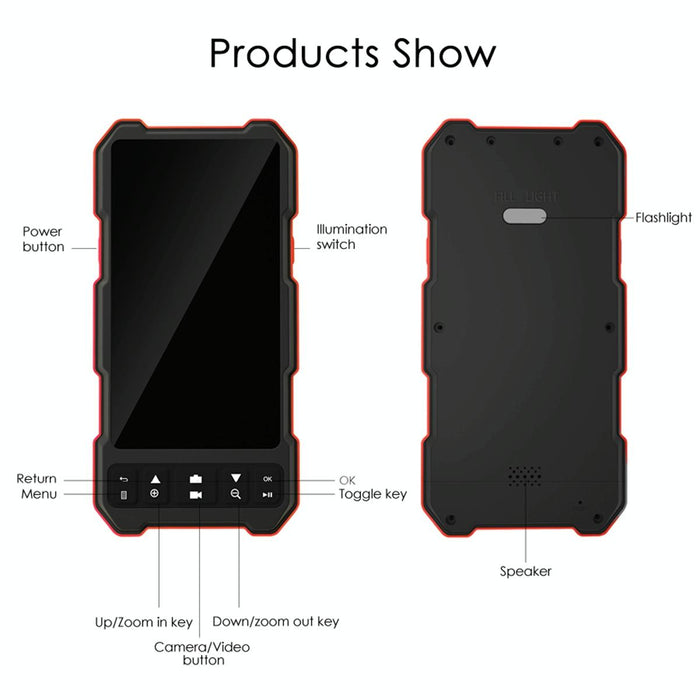 4.5 Inch Ips Colour Screen 5.5Mm Single Camera Split Hard Cable Industrial Endoscope Length 10M Black Red