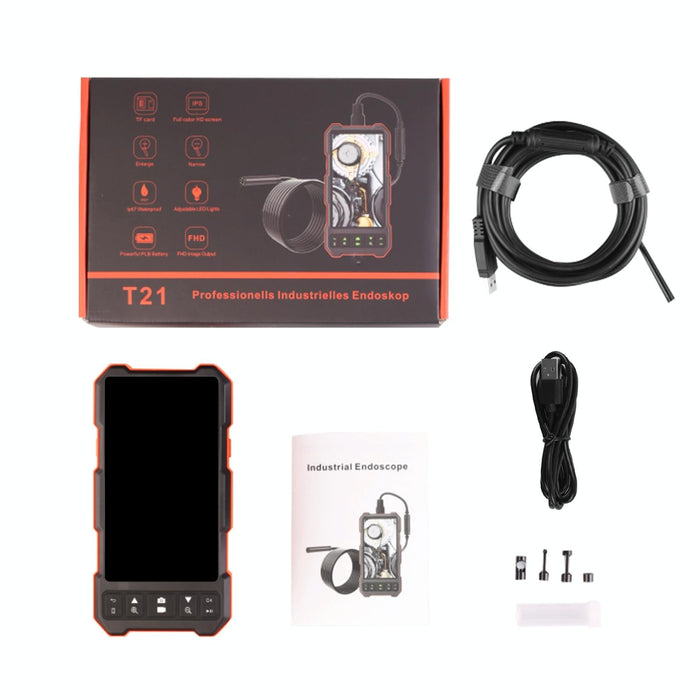 4.5 Inch Ips Colour Screen 7.9Mm Triple Camera Split Hard Cable Industrial Endoscope Length 10M Black Red