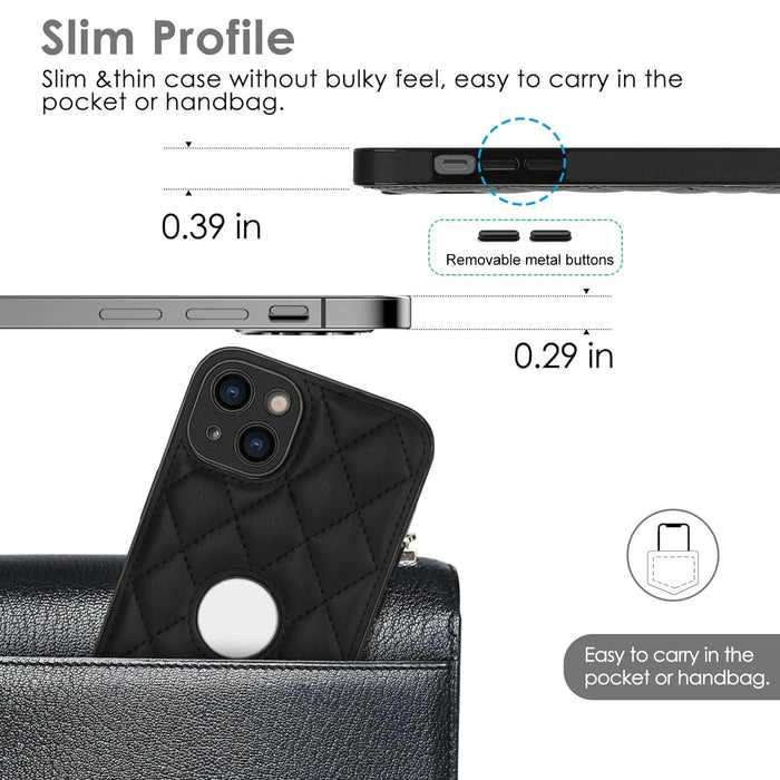 For Iphone 15 Rhombic Leather Back Cover Phone Case