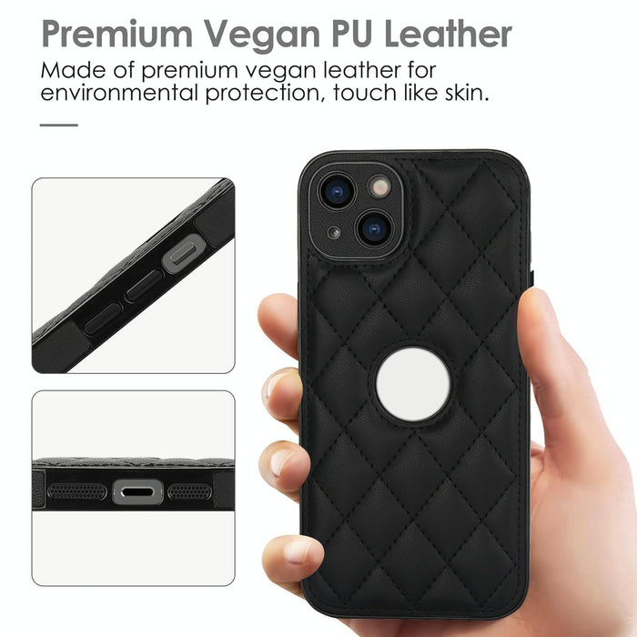 For Iphone 15 Rhombic Leather Back Cover Phone Case