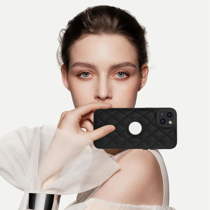 For Iphone 15 Rhombic Leather Back Cover Phone Case