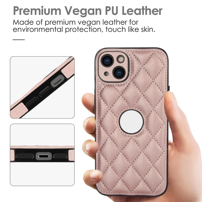 For Iphone 15 Rhombic Leather Back Cover Phone Case