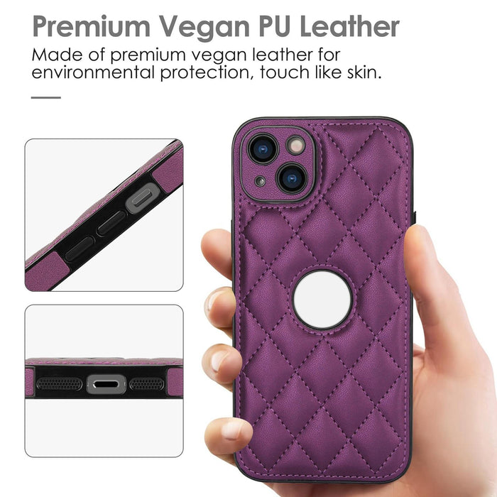For Iphone 15 Rhombic Leather Back Cover Phone Case