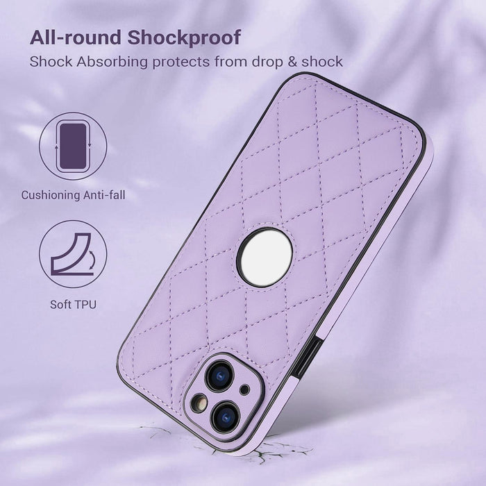 For Iphone 15 Rhombic Leather Back Cover Phone Case