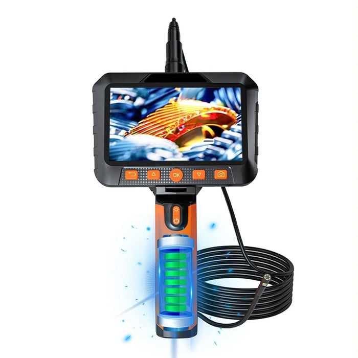 5 Inch Ips Colour Screen 5.5Mm Single Camera Handheld Hard Cable Hd Industrial Endoscope Length 10M Orange Black