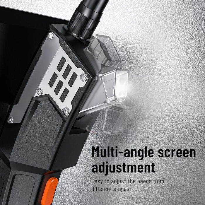 5 Inch Ips Colour Screen 7.9Mm Triple Camera Handheld Hard Cable Hd Industrial Endoscope Length 1M Orange Black