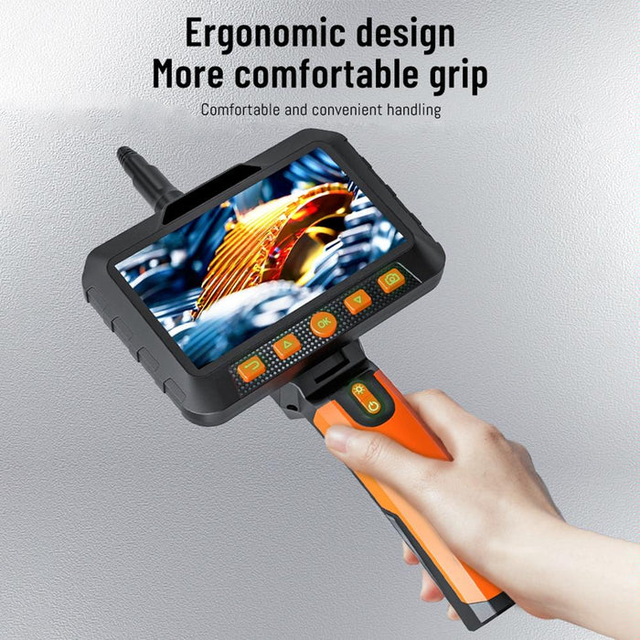 5 Inch Ips Colour Screen 7.9Mm Dual Camera Handheld Hard Cable Hd Industrial Endoscope Length 10M Orange Black