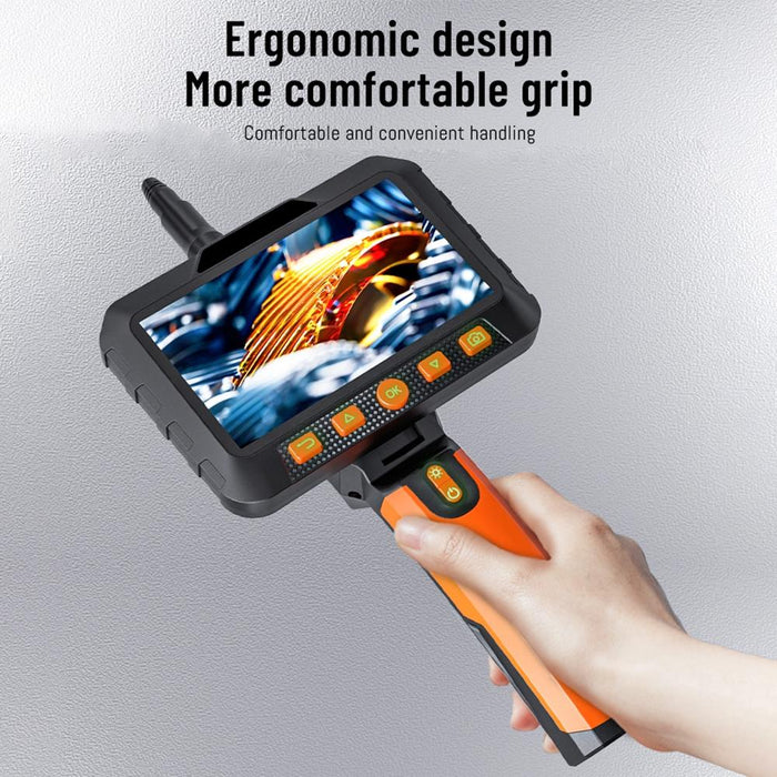 5 Inch Ips Colour Screen 5.5Mm Dual Camera Handheld Hard Cable Hd Industrial Endoscope Length 1M Orange Black