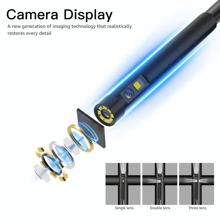 5 Inch Ips Screen 5.5Mm Dual Lens Ip67 Waterproof Industrial Endoscope With Bracket Length 1M