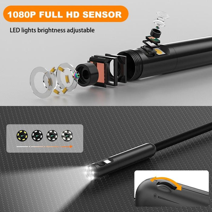 3.9Mm Single Camera Wifi Connected Hard Cable Hd Industrial Endoscope Length 1M Black