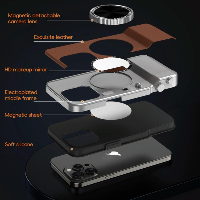 For Iphone 15 3D Retro Bluetooth Camera Magsafe Mirror Phone Case