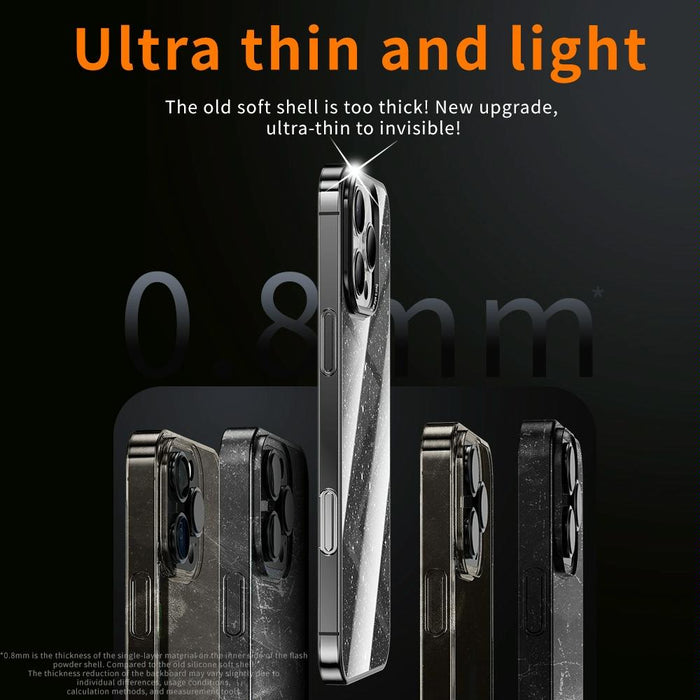 For Iphone 15 Electroplated Pc Hybrid Glitter Glass Phone Case