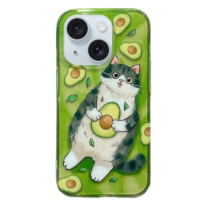 For Iphone 15 Illustration Graffiti Cat Pattern Double Layer Lmd Phone Case