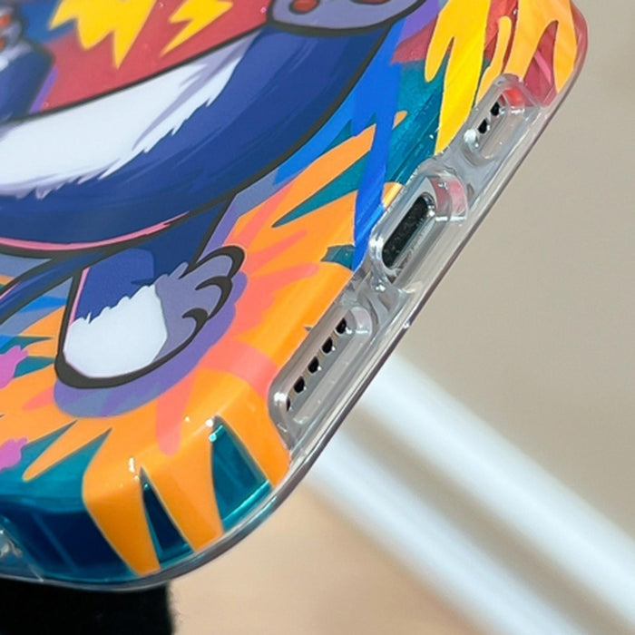 For Iphone 15 Illustration Graffiti Cat Pattern Double Layer Lmd Phone Case