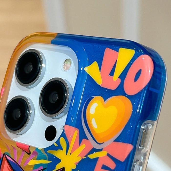 For Iphone 15 Illustration Graffiti Cat Pattern Double Layer Lmd Phone Case