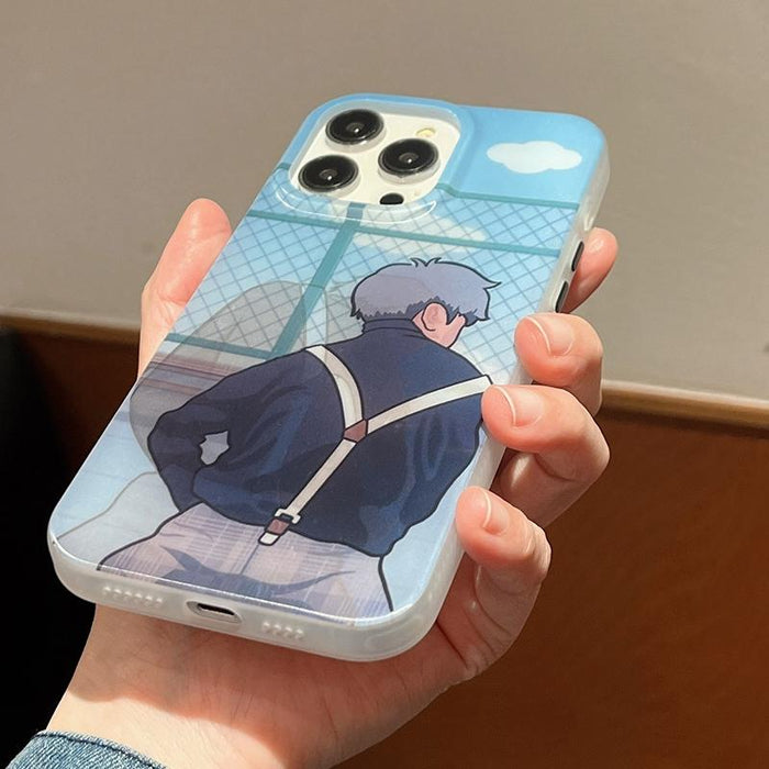 For Iphone 15 Cartoon 3D Changing Painting Phone Case Blue