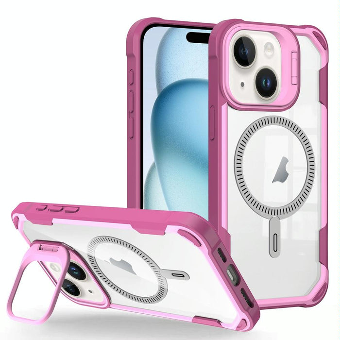 For Iphone 15 Transparent Acrylic Magsafe Lens Holder Phone Case