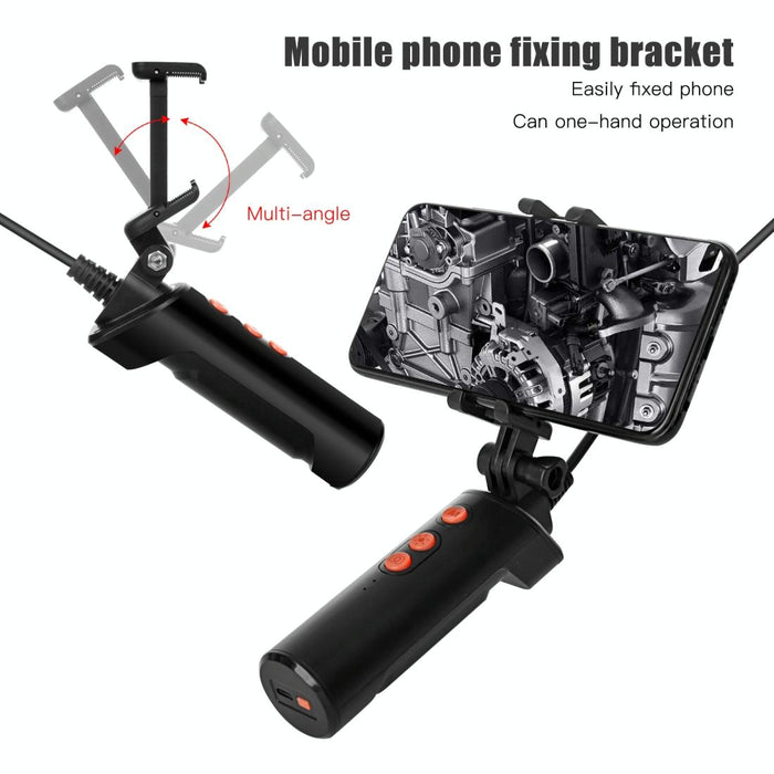 1080P Ip68 Waterproof Dual Camera Wifi Digital Endoscope Length 5M Snake Tube Black