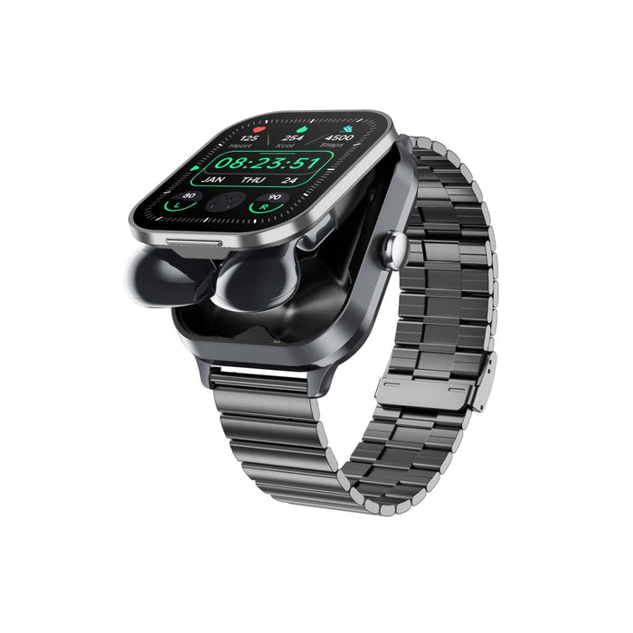 2.01 Inch 2 In 1 Bluetooth Earphone Smart Watch With Nfc & Steel Strap