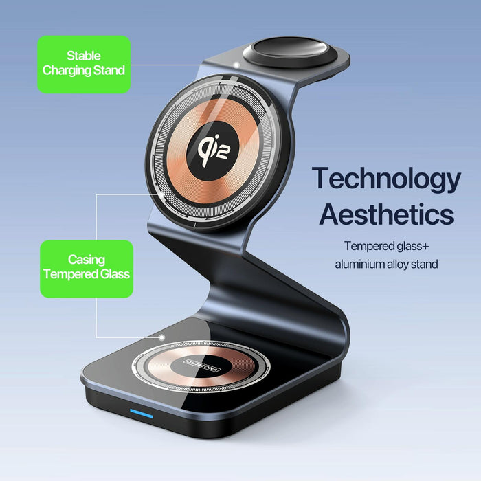15W 3 In 1 Magnetic Wireless Charger Stand Black