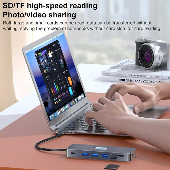 11-In-1 Type-C Docking Station Usb3.0 Pd100W Sd / Tf Rj45 Vga Hdtv 3.5Mm