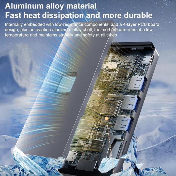 11-In-1 Type-C Docking Station Usb3.0 Pd100W Sd / Tf Rj45 Vga Hdtv 3.5Mm