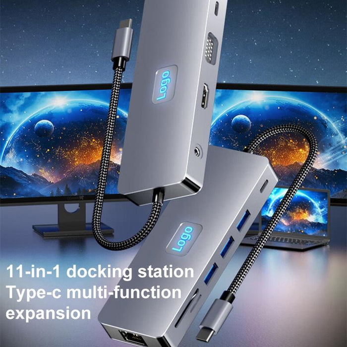 11-In-1 Type-C Docking Station Usb3.0 Pd100W Sd / Tf Rj45 Vga Hdtv 3.5Mm