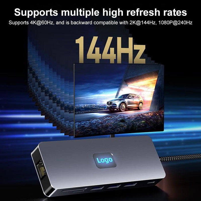 11-In-1 Type-C Docking Station Usb3.0 Pd100W Sd / Tf Rj45 Vga Hdtv 3.5Mm