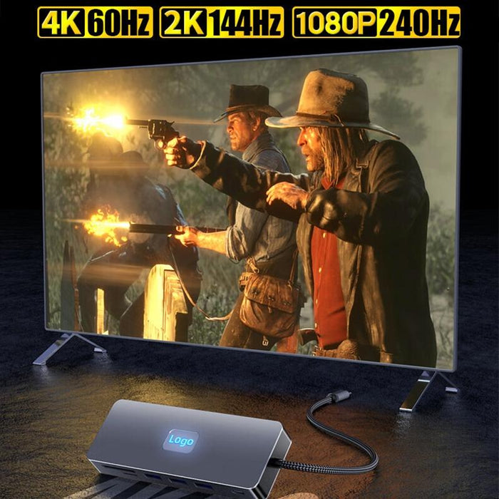 11-In-1 Type-C Docking Station Usb3.0 Pd100W Sd / Tf Rj45 Vga Hdtv 3.5Mm