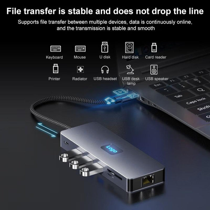 11-In-1 Type-C Docking Station Usb3.0 Pd100W Sd / Tf Rj45 Vga Hdtv 3.5Mm