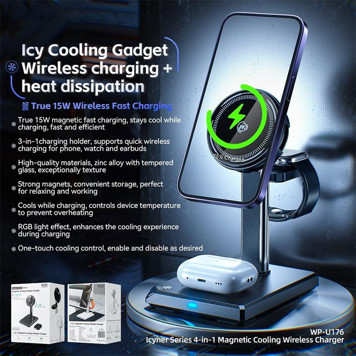 15W 4 In 1 Magnetic Wireless Charger Stand