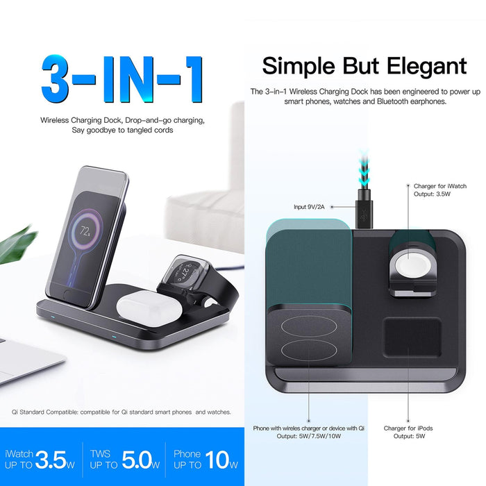 15W 3 In 1 Foldable Wireless Charger