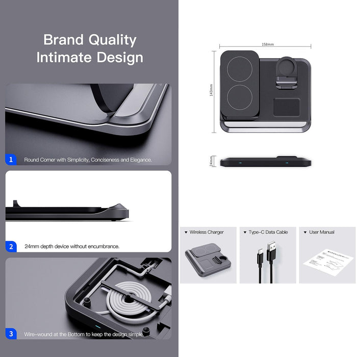 15W 3 In 1 Foldable Wireless Charger