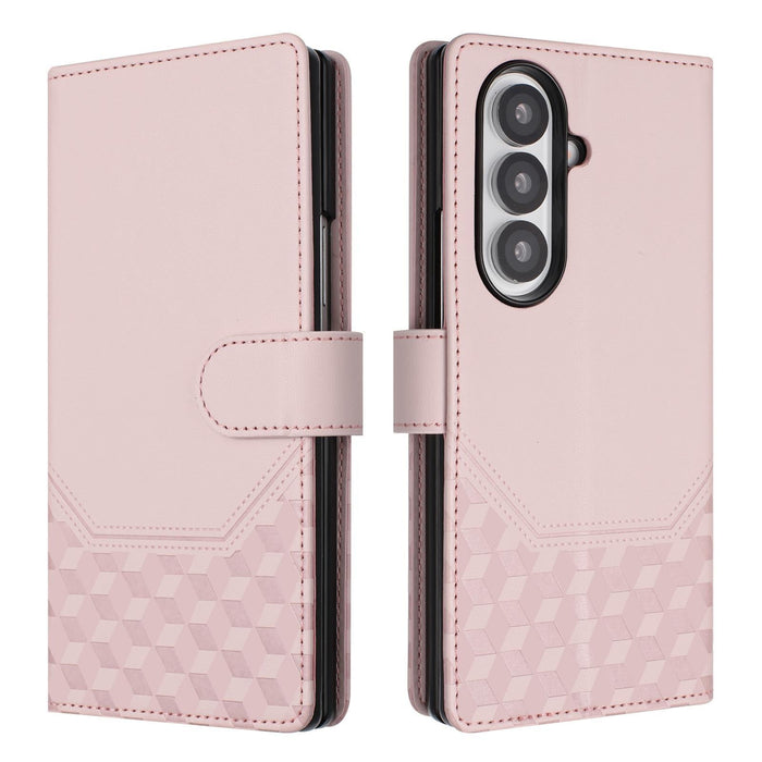 For Samsung Galaxy Z Fold7 5G Honeycomb Embossing Rfid Leather Phone Case