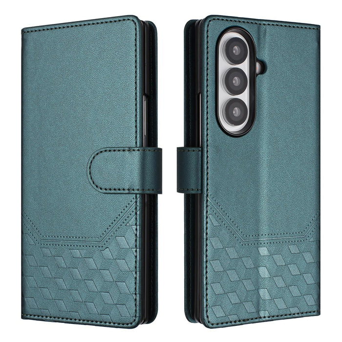 For Samsung Galaxy Z Fold7 5G Honeycomb Embossing Rfid Leather Phone Case
