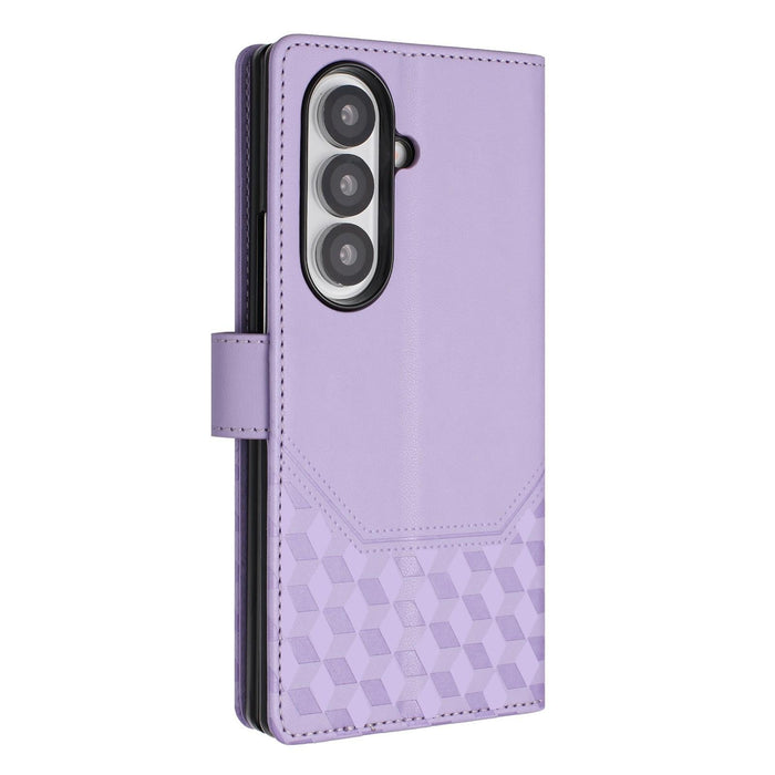 For Samsung Galaxy Z Fold7 5G Honeycomb Embossing Rfid Leather Phone Case