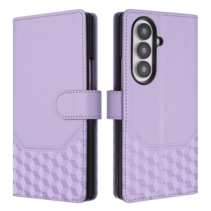 For Samsung Galaxy Z Fold7 5G Honeycomb Embossing Rfid Leather Phone Case