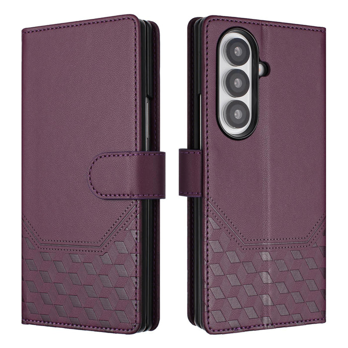 For Samsung Galaxy Z Fold7 5G Honeycomb Embossing Rfid Leather Phone Case