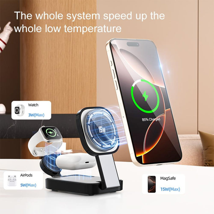 3 In 1 Magnetic Wireless Charger With Led Light